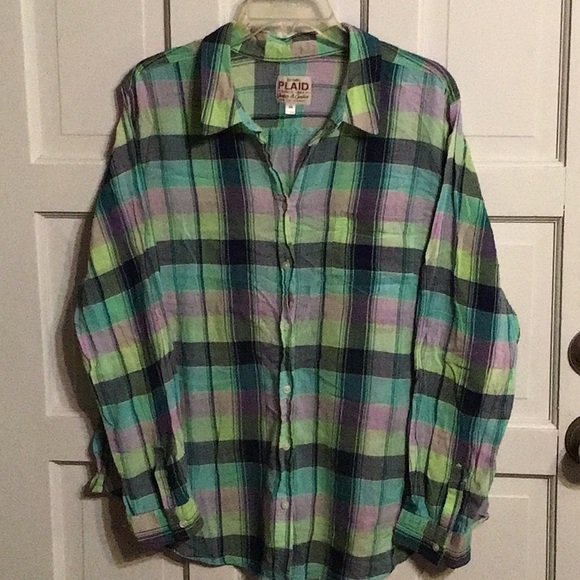 Old Navy Tops - OLD NAVY PLAID LONG SLEEVE SHIRT